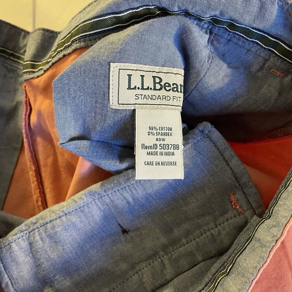 LL Bean Shorts Mens 40 Pink Lakewashed Chino Cotton Blend Comfort Golf Casual - Picture 7 of 9